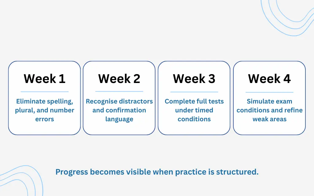 four-week-timeline-labelled-band-7-listening-plan