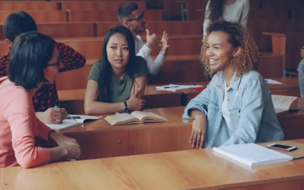 english students discussing