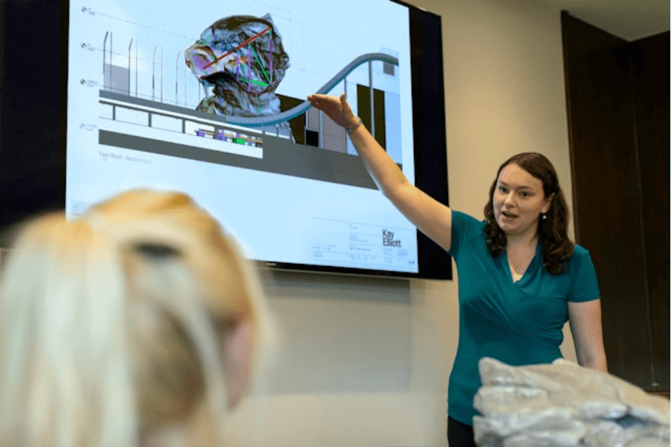 teacher with digital whiteboard