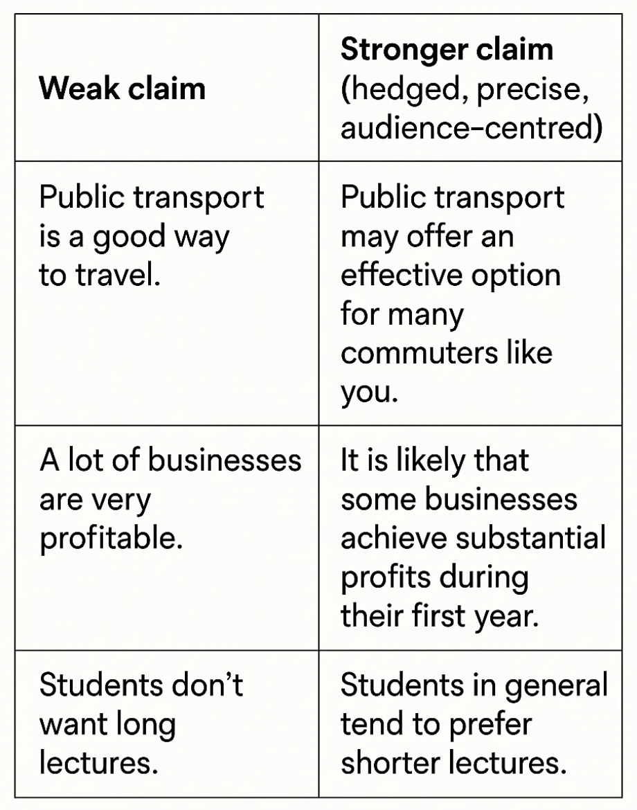 weak claim vs stong claim infographic
